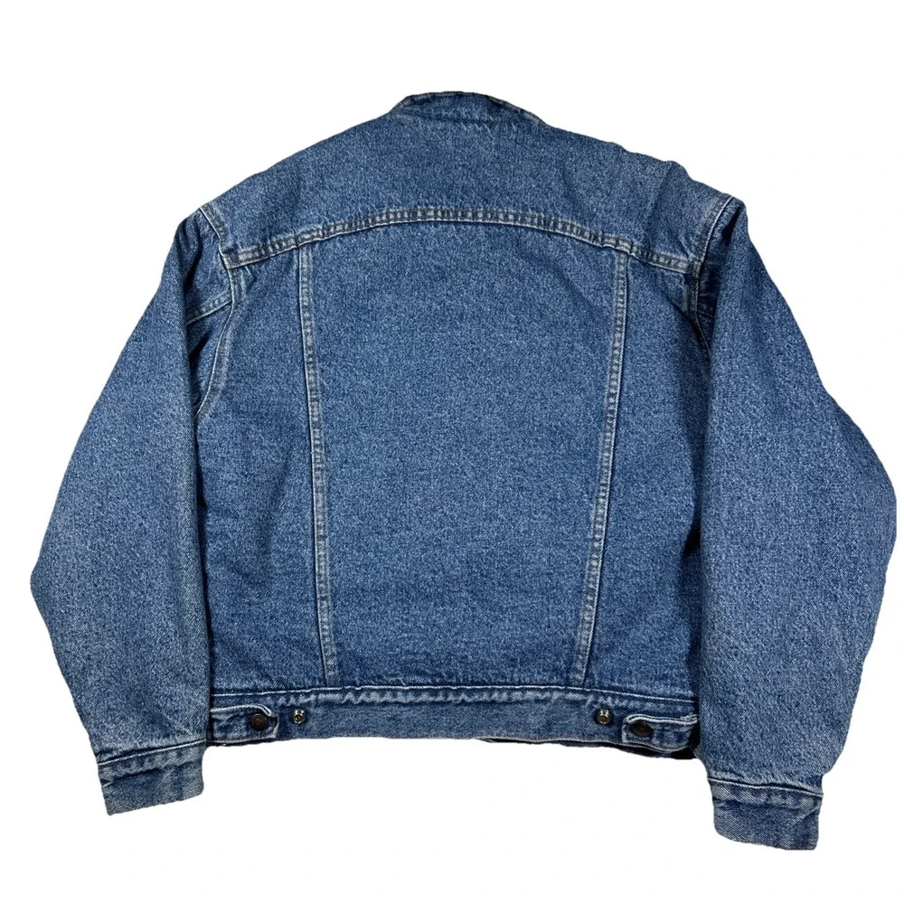 Levis Sherpa Lined Denim Trucker Jacket Mens S Blue Vintage Made in USA 70608
